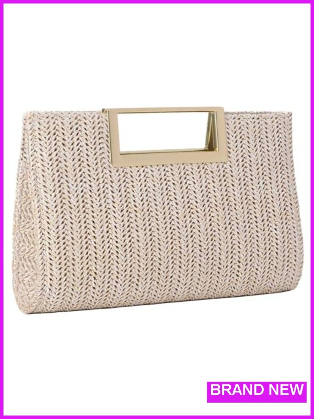 Straw Raffia Clutch Purse with Crossbody Strap, Summer Beach Shoulder Bag